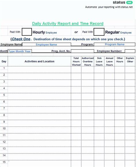 Weekly Activity Report Template Excel Lovely Contoh Format Daily