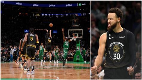 steph curry watch warriors guard hit ridiculous half court buzzer beater vs celtics