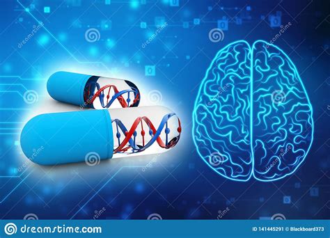 Dna With Genetic Medicine Medical Technology Concept 3d Render Stock