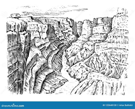 Grand Canyon In Arizona United States Graphic Monochrome Landscape