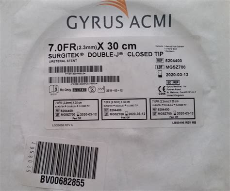 Gyrus Acmi Surgitek Ureteral Stent 5204400 Double J Closed Tip
