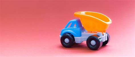 Truck Toy Model Car On Pink Background Space For Text Stock Image