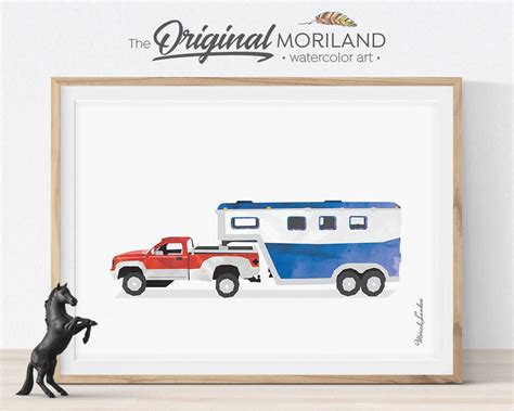 Printable truck with different load capacities. Pickup Truck Horse Trailer Print, Transportation Wall Art Print, Farm Vehicle, Playroom Decor ...
