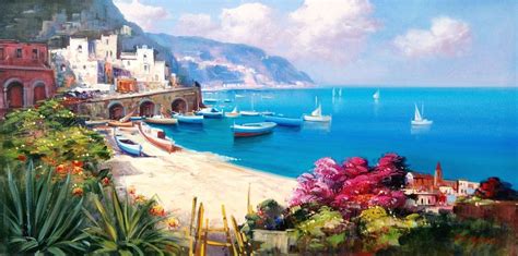 Amalfitan Coast Italy Painting Italy Painting Italian Paintings