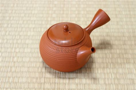 Tokoname Japanese Tea Pot Kyusu Gyokko Pottery Tea Strainer Shudei Red