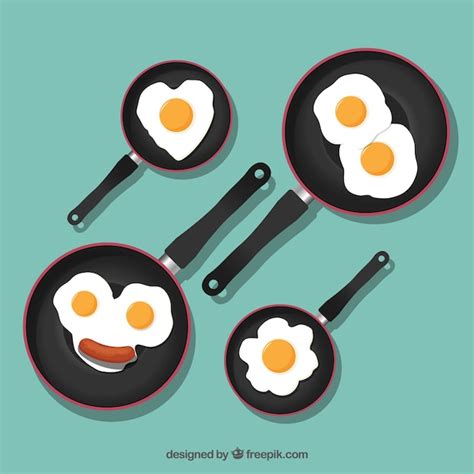 cute fried eggs vector free download
