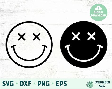 Smiley Face Svg Smiley Face With X Eyes Hippie Svg For Etsy