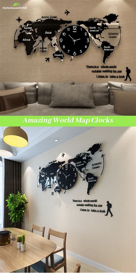 Large World Map Wall Clocks World Map Wall Decor World Map Decor