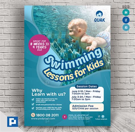 Swimming Lesson Flyer Psdpixel In 2020 Swim Lessons Flyer Lesson