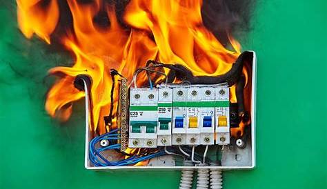Loose Wires Caused Fire Inside Electrical Fuse Box Stock Photo - Image