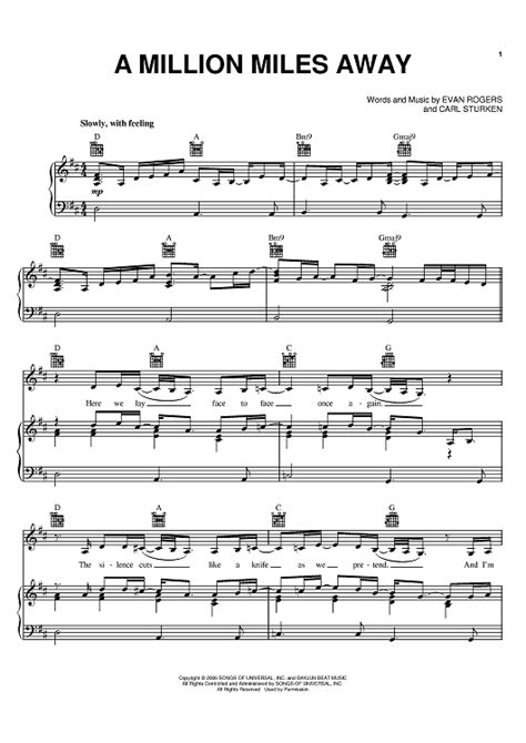 A Million Miles Away Sheet Music By Rihanna For Pianovocalchords