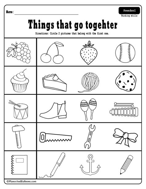 Match Things That Go Together Worksheet For Preschoolers