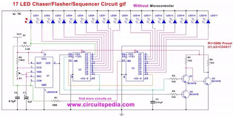 How To Make A Led Chaser Circuit Cum Blinker Using Ic 4017 Homemade Images