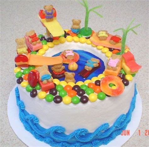 Help with teddy graham/pool cake. Pool Party Swimming pool filled with piping gel water ...
