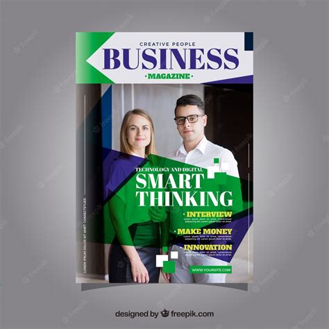 Free Vector Business Magazine Cover Template With Model Posing