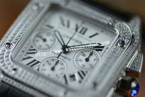 Cartier Santos 100 Chronograph Diamond Set Replica Watch W20073x8