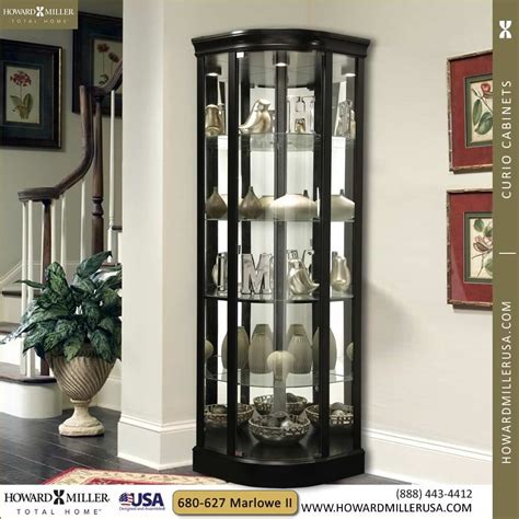 680627 Black Curved Glass Corner Cabinet