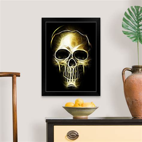 Golden Light Skull Black Framed Wall Art Print Skulls And Bones Home