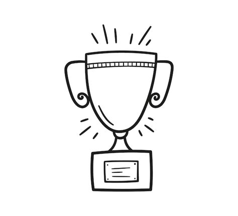 Premium Vector Doodle Champion Trophy Cup Of Winner Hand Drawn Award