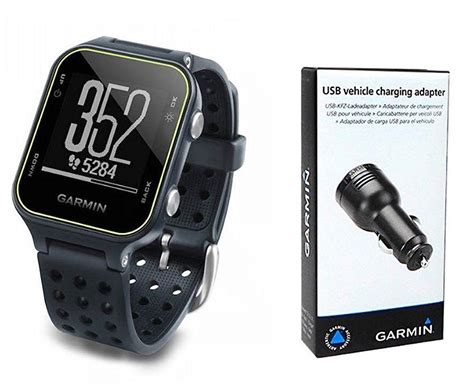 Garmin Approach S20 Slate Golf Gps Watch With Garmin Usb Car Charge