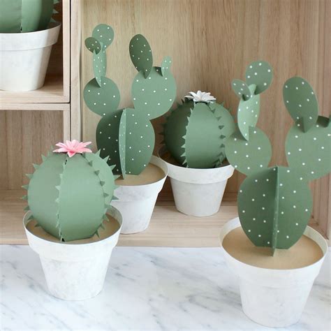 1 3d Paper Cactus Pot Cactus De Papel Papel Faça Você Mesmo