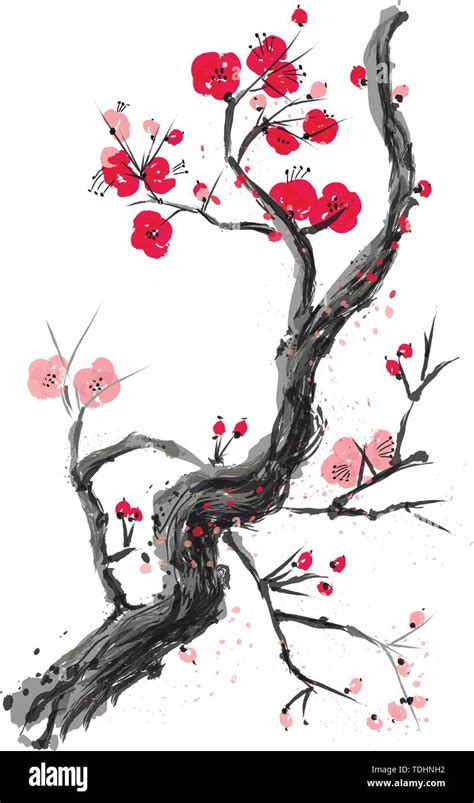 Japanese Sakura Tree Drawing