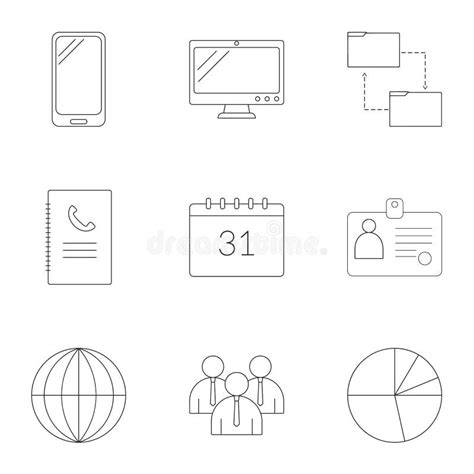 Management Icons Set Outline Style Stock Vector Illustration Of