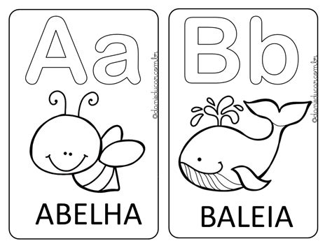 Alfabeto Ilustrado Para Imprimir Desenhos Para Colorir Flashcards For