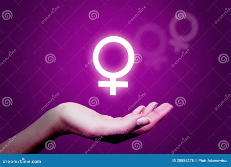 Shining Female Sex Sign Hand On Violet Background Stock Illustration Illustration Of Married
