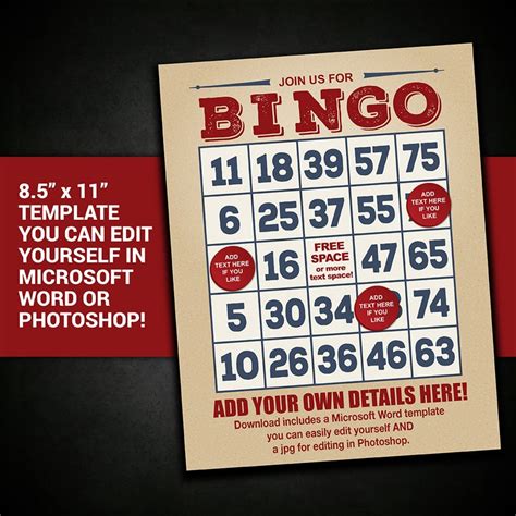 Editable Bingo Flyer Bingo Poster Bingo Flyer Template Bingo Etsy Uk