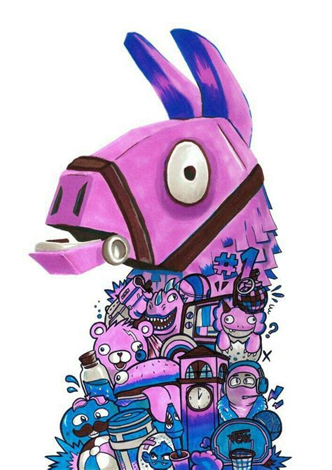 On top of loot llama's head, draw two short, vertical lines as guides for the piñata's ears. Pin by Henro on h | Llama arts, Doodle art drawing, Art