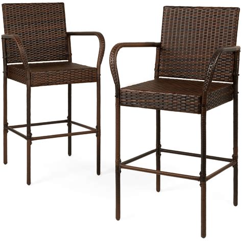Best Choice Products Set Of 2 Indoor Outdoor Wicker Barstool Patio Bar