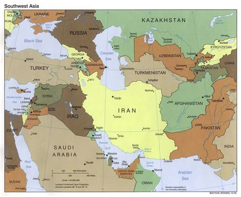Large Political Map Of Southwest Asia 2000 Southwest Asia Asia