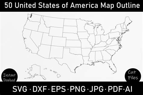 Usa Map Svg United States Map Svg File For Cricut Usa Outline Map