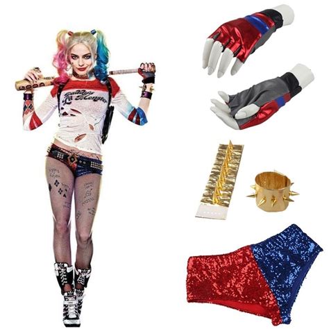 Harley Quinn Cosplay Costume Accessories Movie Suicide Squad Fancy Shirt Shorts Strap Belt