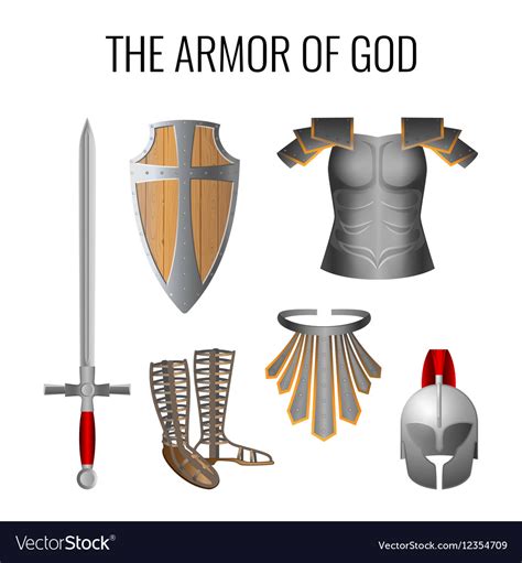 Armor Of God Elements Set Isolated On White Vector Image