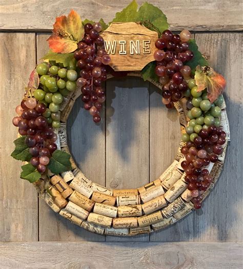 Wine Cork Wreaths Fall Wine Home Decor Corks Recycled Wine Cork Wreath Cork Wreath Wine