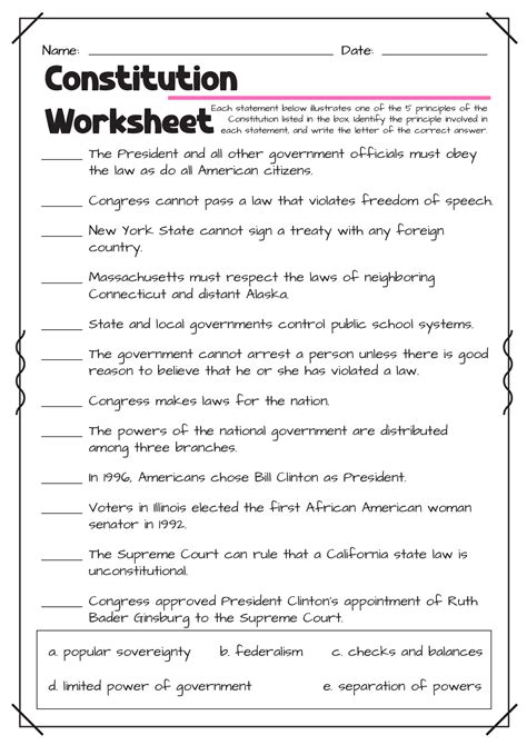 13 Constitution Worksheets For 5th Grade Free Pdf At