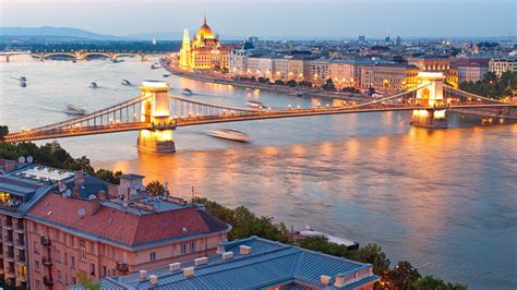 Photos Budapest Hungary Danube Bridge Rivers Evening Cities 1366x768
