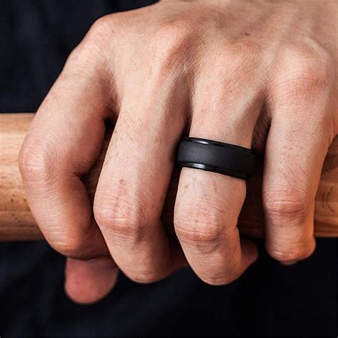 4pcs 8mm Black Silicone Wedding Rings For Mens Step Edge Rubber Wedding Bands Ebay