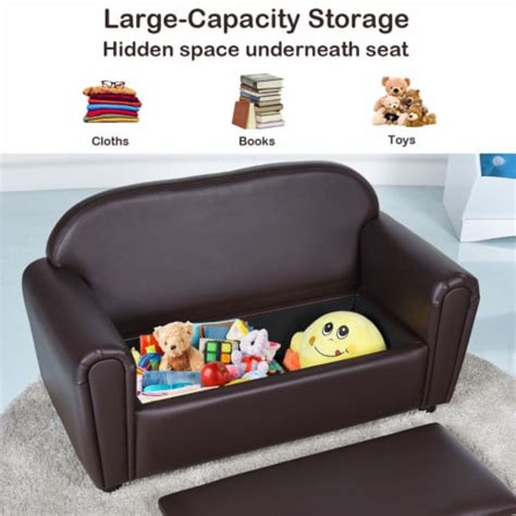 Kids Sofa Armrest Chair Lounge Couch Wood Construction Storage Box