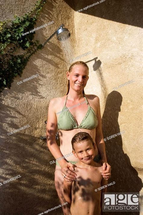 Mother And Son In Shower Stock Photo Picture And Royalty Free Image