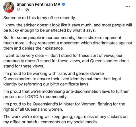 queensland minister for women says it s hateful to be called a woman michael smith news