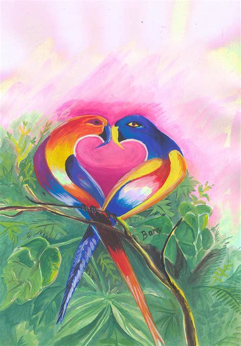 Birds In Love 02 Painting By Emmanuel Baliyanga Fine Art America