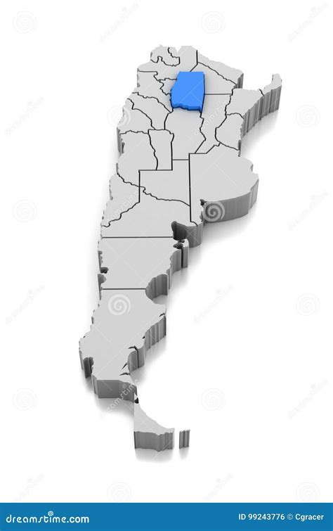 Map Of Santiago Del Estero Province Argentina Stock Illustration
