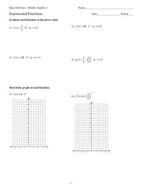 Exponential Transformations Worksheets