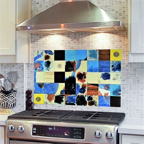 Tile Mural Kitchen Splashback Modern Abstract Hand Painted Tile