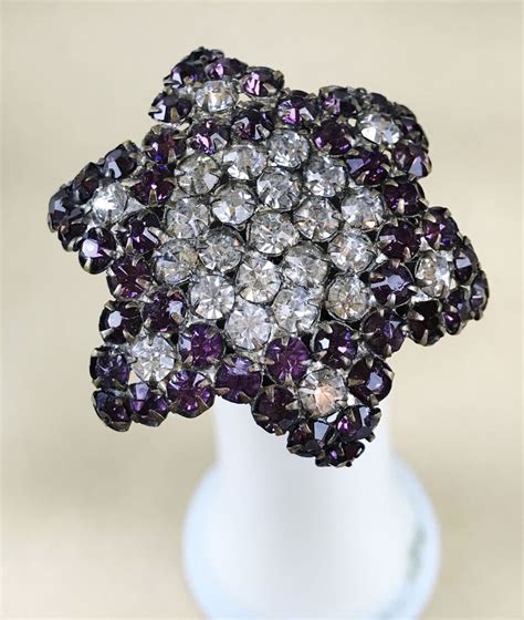 Antique Victorian Hatpin Amethyst Clear Prong Rhinestone Top Star Hat