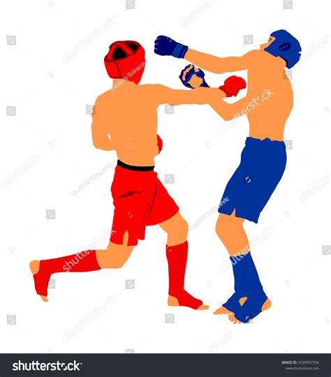 Two Mma Fighters Vector Illustration Isolated Stock Vector Royalty