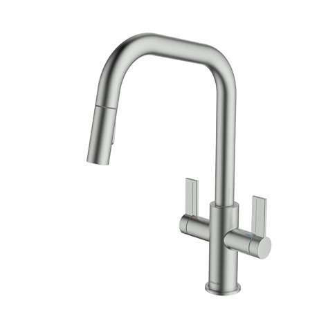 Clearwater Kira Twin Lever U Spout Mono Pull Out Kitchen Mixer Tap